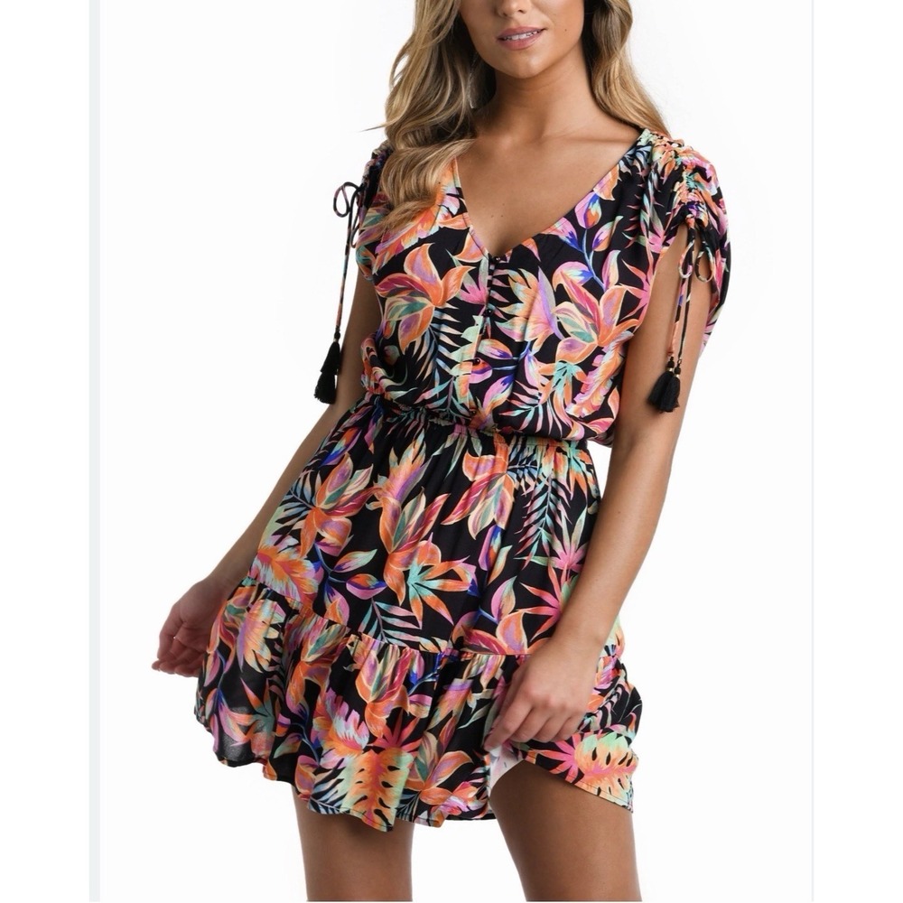 La Blanca Size-XL Best Escape Printed Cover Up Dress‎ Floral Black